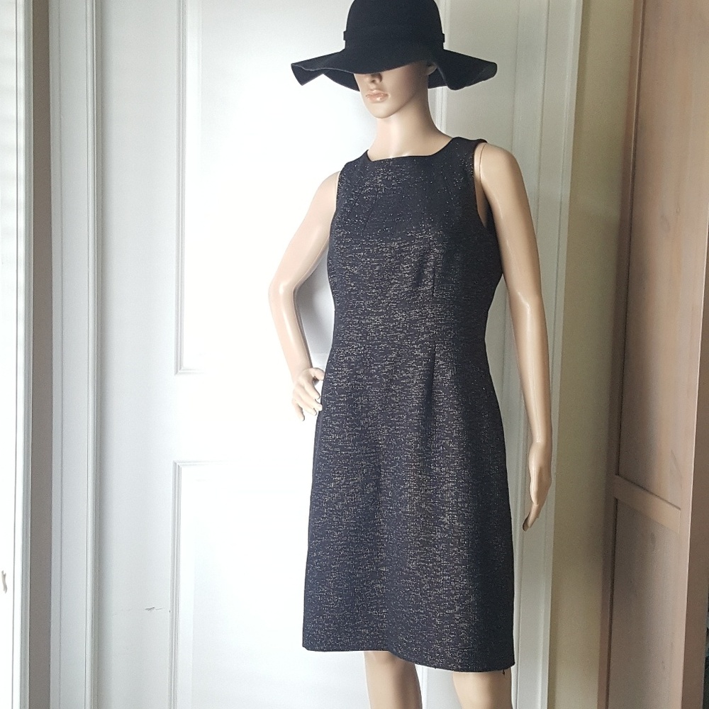 Tahari Black Woven Sleeveless Dress